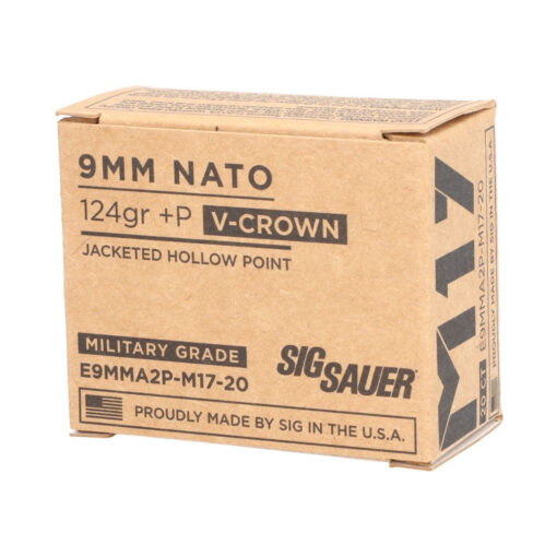 Sig Sauer E9MMA2PM1720 9MM +P 124GR V-Crown M17 Ammo JHP Handgun Ammo - 200 Rounds - AR15 Discounts