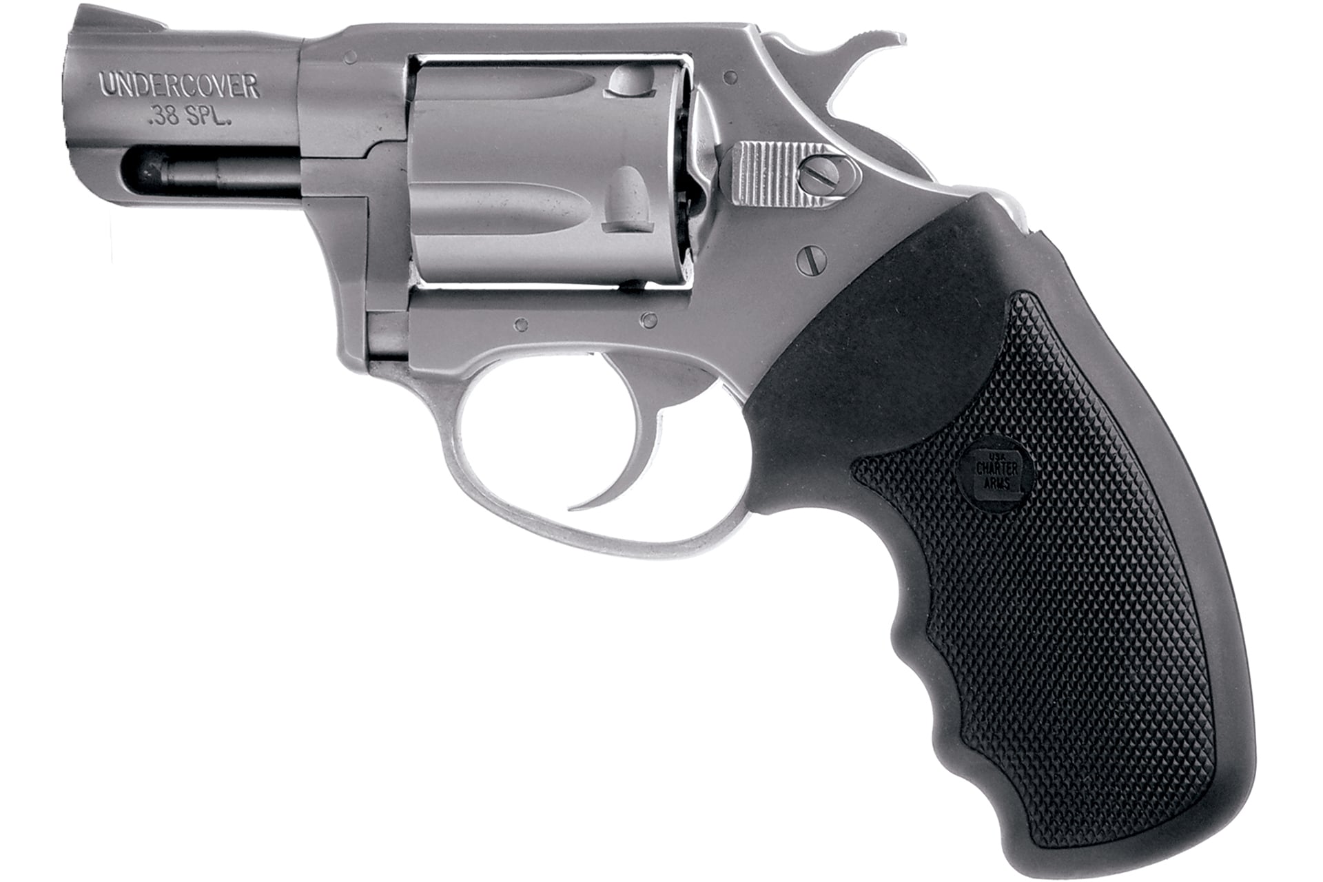 Charter Arms, Undercover, Revolver, 38 Special, 2″ Barrel, Steel, Stainless Finish, Silver, Rubber Grips, Fixed Sights, 5 Rds
