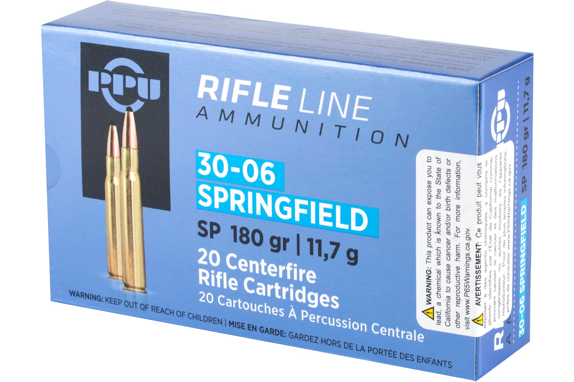 Unknown PPU PP30063 Standard Rifle 30-06 Springfield 180 gr Soft Point (SP) Rifle Ammo - 20 Rounds