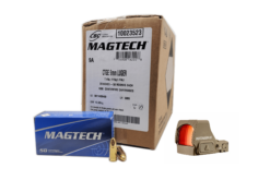 Vortex Defender-ST Micro Red Dot - Tan + Magtech 9mm 115 Grain FMJ Ammo Handgun Ammo - 1000 Rounds