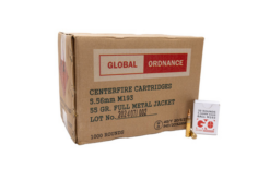 Global Ordnance 5.56x45mm NATO M193 55 Grain Full Metal Jacket Rifle Ammo - 1000 Round Case