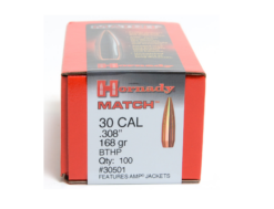 Hornady 30 Cal .308 168 Gr A-Max Match (1-12") Bullets 100Ct