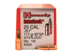Hornady 25 Cal .257 117 Gr Btsp Interlock Bullets 100Ct