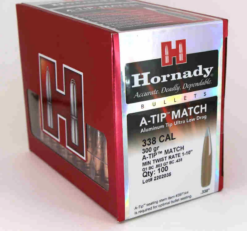 Hornady 33389 A-Tip Match .338 Cal 300gr Bullets w/1:10" Recommended Twist Rate (100/Box) 33389