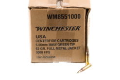 Winchester 5.56 NATO 62gr FMJ Unpainted Green Tip Rifle Ammo - 1000 round case