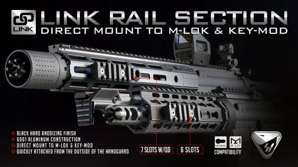 Strike Industries 7-Slot Link Rail Section W/ Qd Mount (M-Lok & Keymod Compatible) - Black