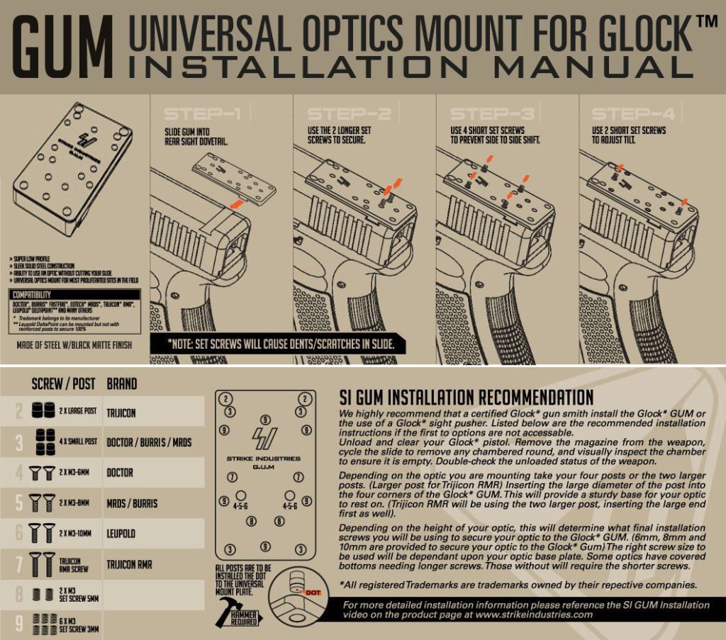 Strike Industries Glock Universal (Optics) Mount - Black