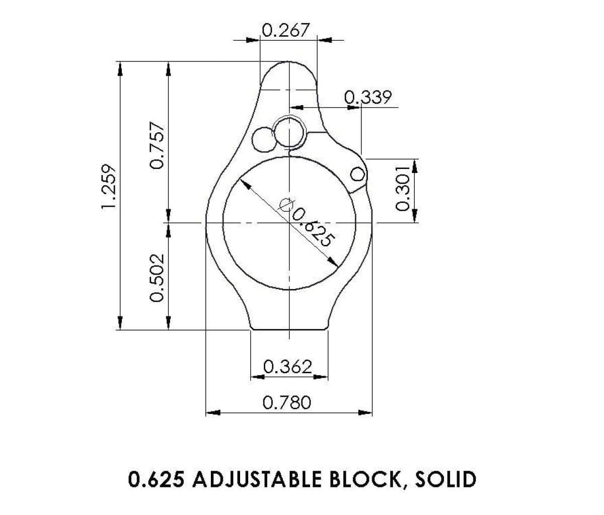Superlative Arms .625 Adjustable Gas Block - Solid - Stainless Steel